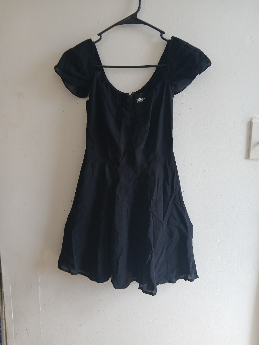 Reformation Black Mini Dress with Puff Sleeves